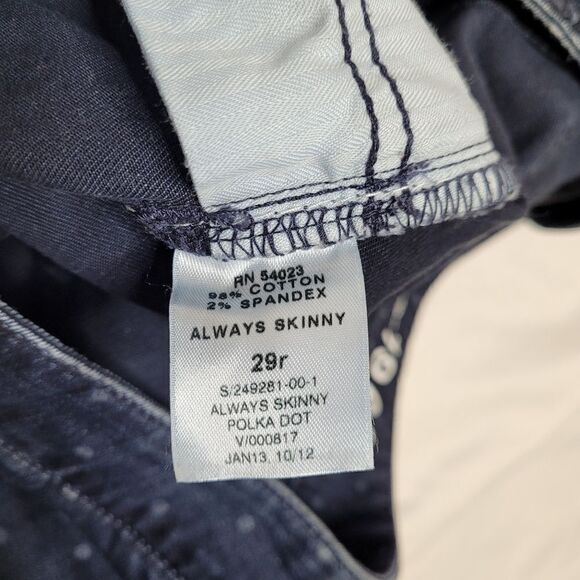 GAP dark wash polka dot retro always skinny stretch jeans 29/8 - Picture 6 of 9